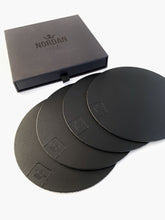 Load image into Gallery viewer, Coasters in leather 4-pack, black
